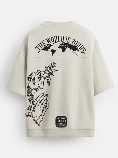 MY STORY 'WORLD IS YOURS' RIBBED T-SHIRT